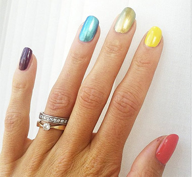 Emma Green-Tregaro's rainbow nails