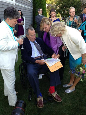 Former President George H.W Bush signs the marriage license