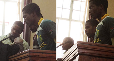 An earlier photo of Barney Van Heerden's killers in court