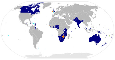 A map of Commonwealth member states (Wikipedia)