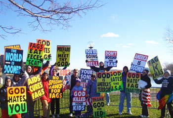 A typical Westboro Baptist Church protest
