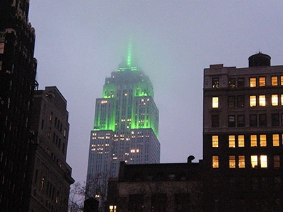 New York's Empire State Building lit in green to mark St. Patrick's Day