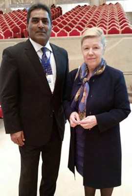 Pastor Naidoo in Moscow with Russian politician Elena Mizulina, a supporter of gay propaganda laws and accused of inciting hatred against LGBT people. (Pic: Facebook)