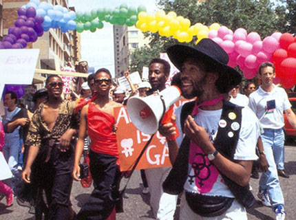 Simon Nkoli at the first Johannesburg Pride march