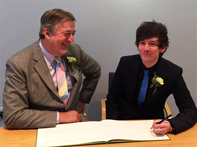 Stephen Fry and husband Elliott Spencer