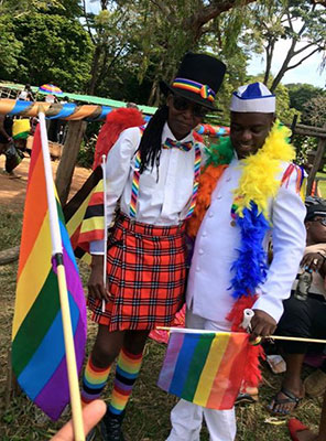 Participants in the fourth annual Uganda Pride parade 