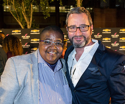 Steve Letsike (Role Model of the Year) with Mambaonline Editor Luiz De Barros (Media of the Year)