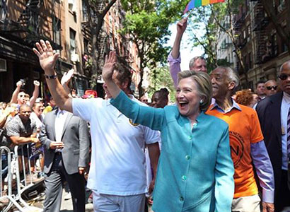 Hillary Clinton marches in New York City Pride Parade