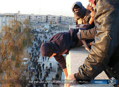 A man is thrown to his death by Isis in Mosul