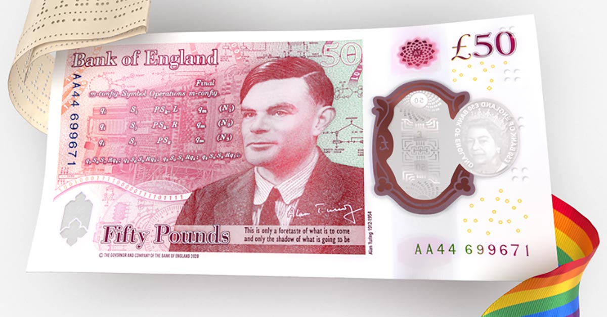 The new £50 banknote depicts gay scientist Alan Turing