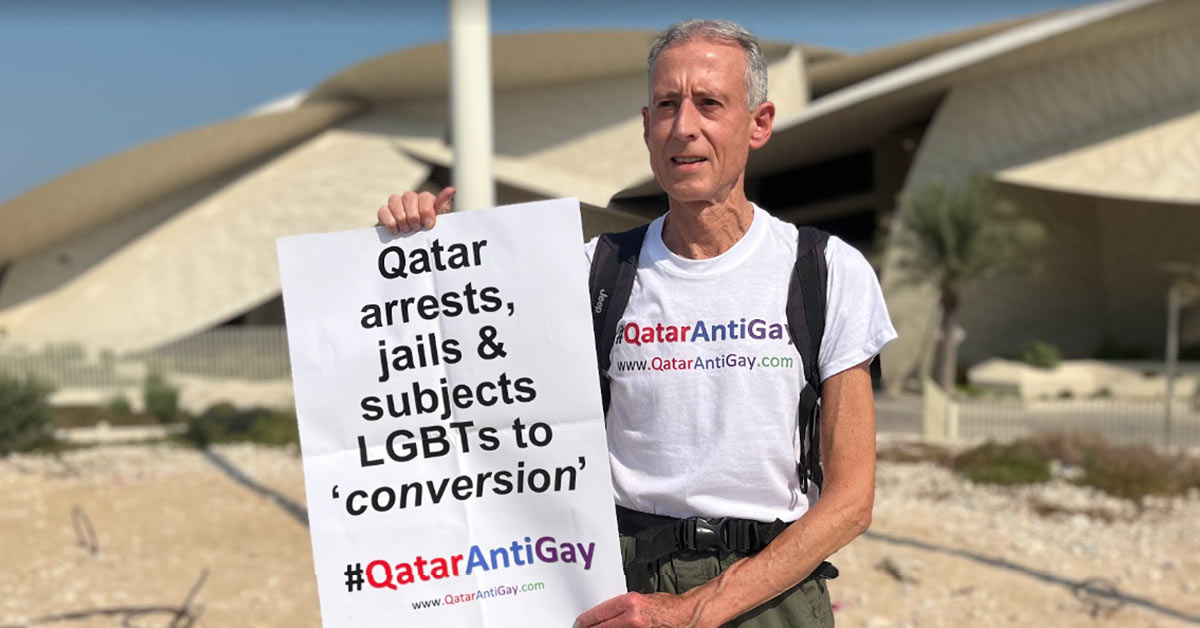 Peter Tatchell was arrested in Qatar on Tuesday