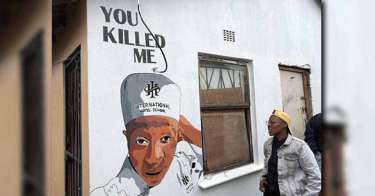 A mural of Phelokazi Mqathanya who was murdered in 2021