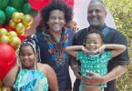 Gay dads Jade Hearne and Garth Shaun with Taylor-Jane and Inathi